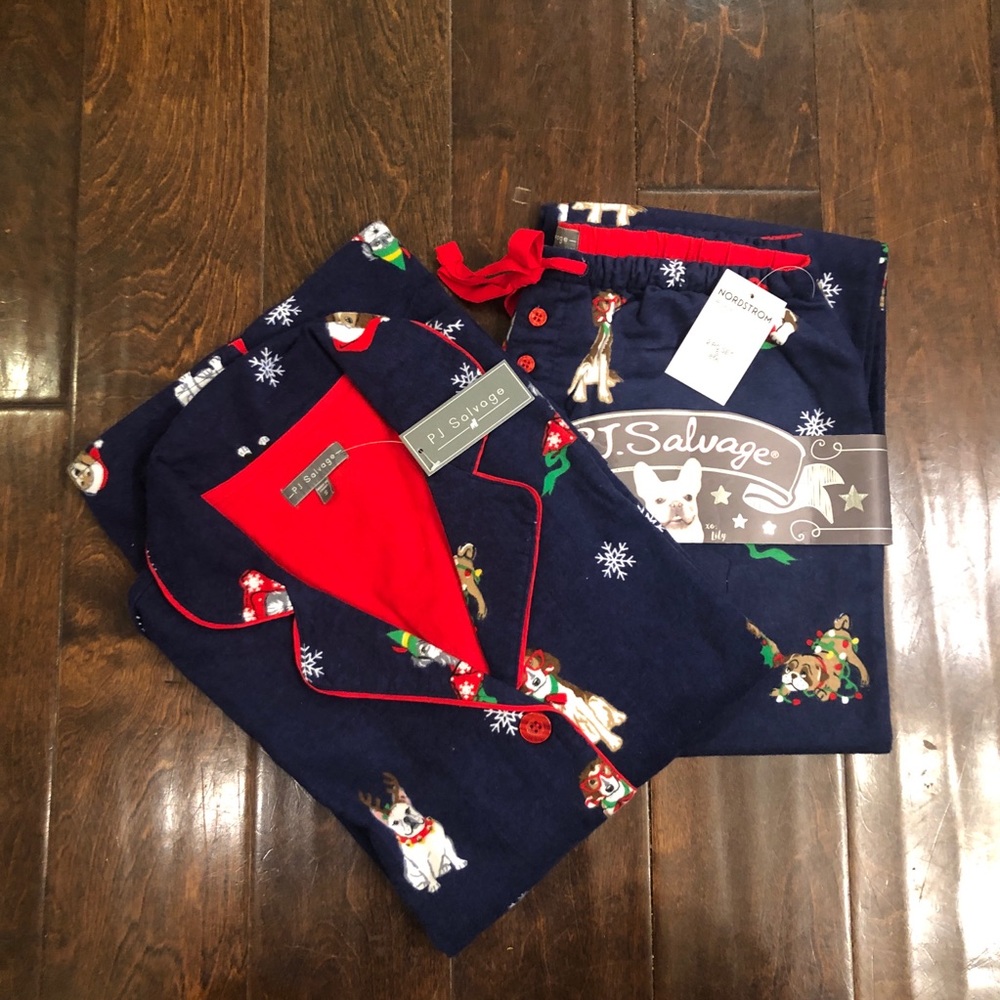 PJ Salvage Happy Pawlidays PJ Flannel Set (minus Headband)
